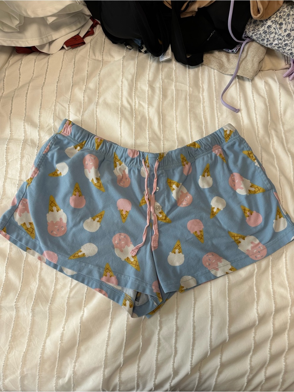 Women's Ice Cream Print Sleep Shorts - Blue/Pink